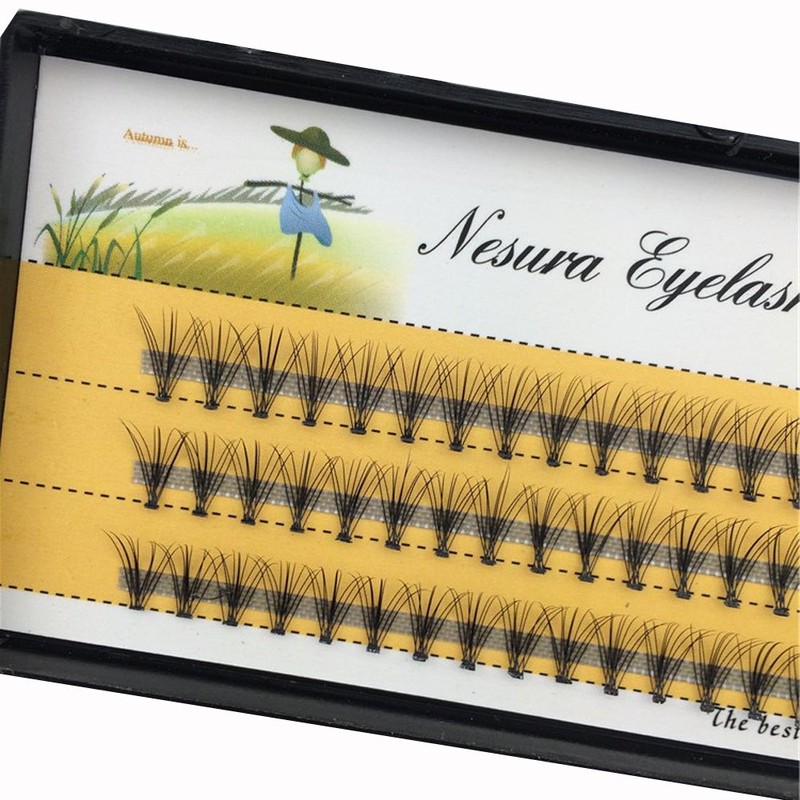BODERMINCER 10D 60pcs Black Handmade False Eyelashes Natural Long Individual