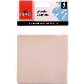 Plaid Square Coasters Wood Surfaces, 4 Piece
