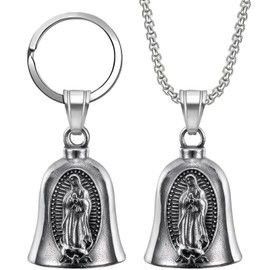 Pack of 2 Protective Bell Angel Riding Bell, Biker Bell Motorcycle Bell, Guardian Bell, Biker Bell, Motorcycle Bell, Motorcycle Bell Lucky Charm, Motorcycle Keyring and Protective Bell Necklace