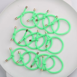 Elastic Hair Ties Elastics,Stretch Rubber Bands,12pcs,Women Elastic Knotted Hair Rope Ponytail Holders for Girls(Neon Green)