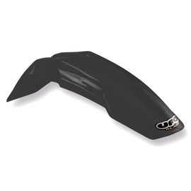 UFO Plastic Universal Supermoto Front Fender - Design 2 - Black , Color: Black
