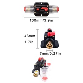 Inline Car Circuit Breaker, Automatic Fuse Holder, Inline Car Circuit Breaker, Fuse Car Manual Reset Switch, with Manual Reset Function, for Car Audio System Protection (40A)