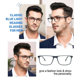OCCI CHIARI Blue Light Blocking Men's Reading Glasses Computer Stylish Readers 0 100 125 150 175 200 225 250 275 300 350(Blue Gray 1.75)