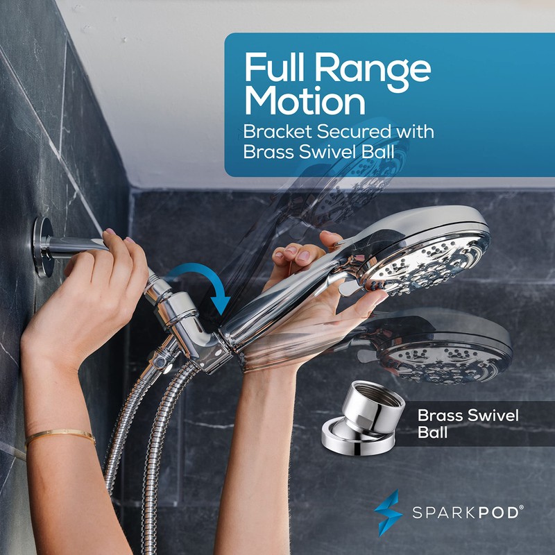 SparkPod 5 Inch 9 Spray Setting Handheld Shower Head -