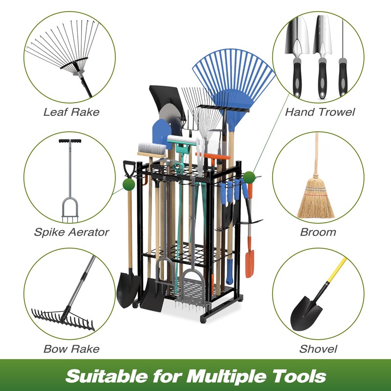 Garden Tool Organizer Rack Up to 50 Tools, Heavy-Duty Steel
