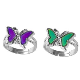 swqfzki Mood Rings 2 Pcs Butterfly Color Changing Color Emotion Feeling Adjustable Size Finger Ring Womens Girls
