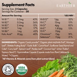 Organic Whole Food Multi Vitamin & Mineral Supplement - Vegan