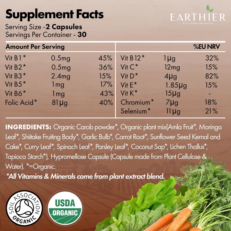 Organic Whole Food Multi Vitamin & Mineral Supplement - Vegan