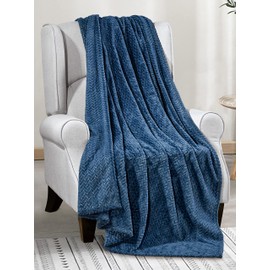 Faith, Hope, Love Home DÉCOR Oversized and Extra Heavy Chevron Braided Fleece Throw Blanket (50" x 60") - Blue Plush Blanket, Cute Throw Blanket