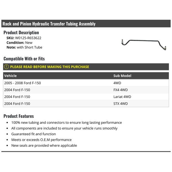 Marketplace Auto Parts Rack and Pinion Hydraulic Transfer Tubing Assembly