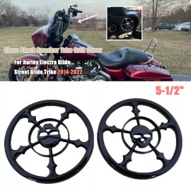 Unbranded 5-1/2" Gloss Black Speaker Grills Cover For Harley Electra Glide 14-22 FLHTCU
