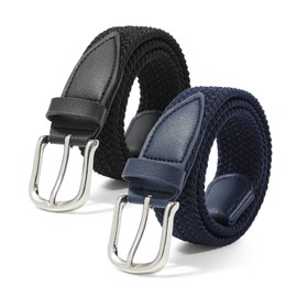 Kajeer Kids Belts for Boys Belt Girls - 2PCS Woven Elastic Golf Baseball Belt Braided Stretch Belt for Casual School Uniform