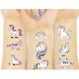 Unicorn Temporary Tattoo Stickers 100+ Pcs for Kids, Waterproof & Skin-Safe Tattoos Party Bag Fillers, Birthday Party Supplies for Boys and Girls (Unicorn 5 Sheet)