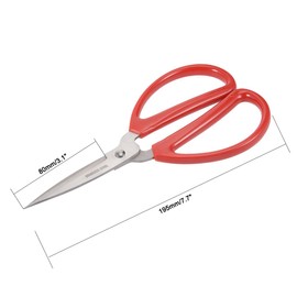 uxcell 7.7 Inch Stainless Steel Scissor for Office Home Cutting, Straight Red Handle