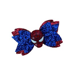 Super Hero Red and Blue Glitter Bow/ 3-4 inch Bow for Birthdays and Cosplay by Inspired Bows
