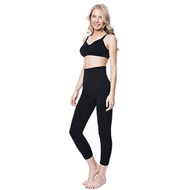 MOTHERS ESSENTIALS Postpartum High Waist Tummy Compression Control Slimming 3/4 Capri Leggings (X-Large, Black)