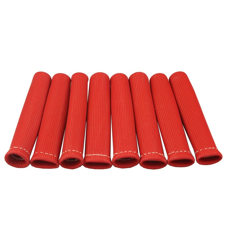 JDMSPEED 8PCS Red 1200° Spark Plug Wire Boots Heat Shield