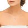 Sterling Silver Diamond Accent Cluster On Middle Cross Pendant Necklace