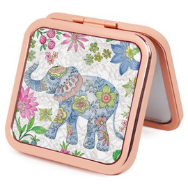 Portable Folding Compact Mirror with 1X 2X Magnification Double Sided Mini Travel Makeup Mirror for Women Girls Bridesmaid Gifts(Rose Gold)