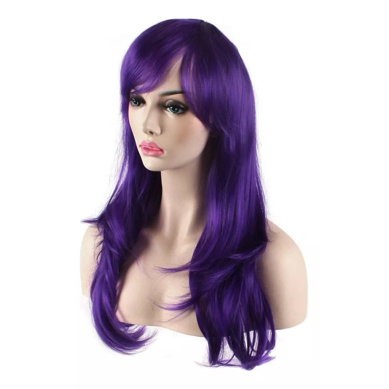 generic Peluca Morada De Pelo Largo Y Rizado Ondulado Traje