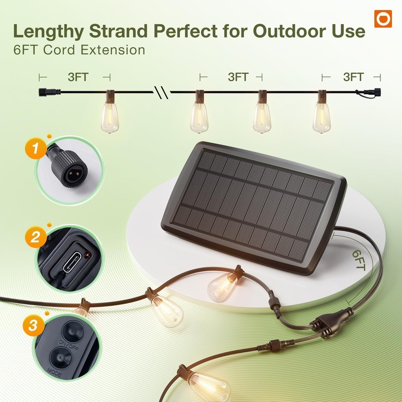 addlon 102(96+6) FT Solar String Lights Waterproof,Patio Lights Solar Powered