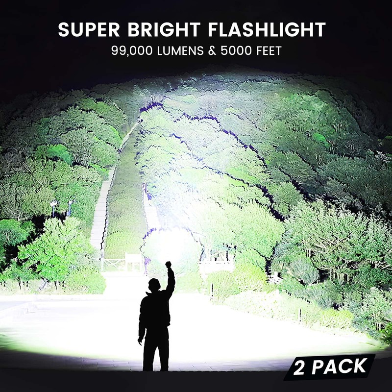Rechargeable Flashlights High Lumens, 99,000 Lumens Super Bright Led Flashlights