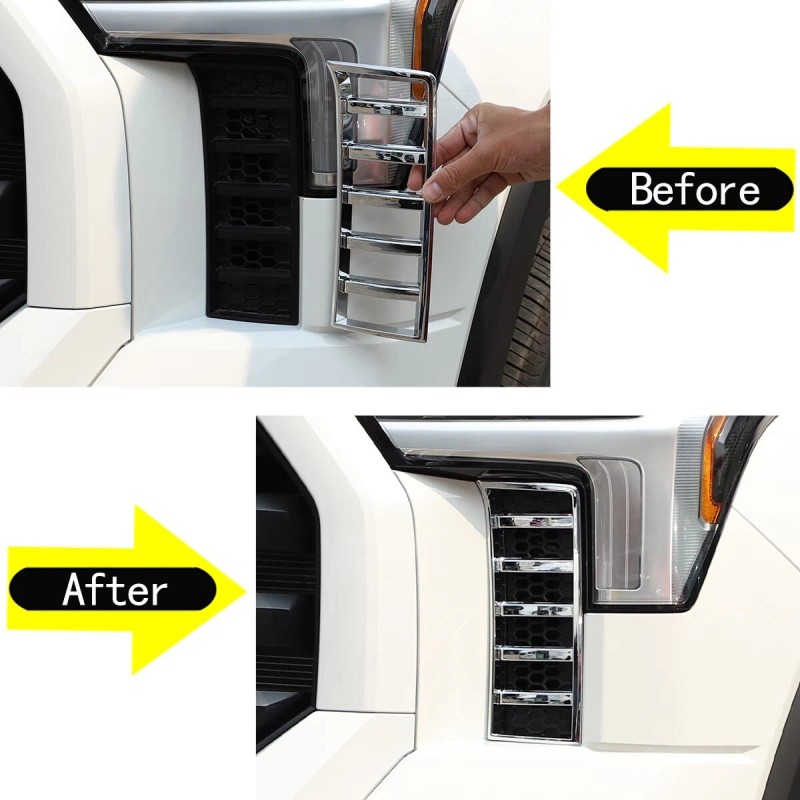 MXtech-23 Chrome Front Headlights Grille Vent Trim Cover Frame for