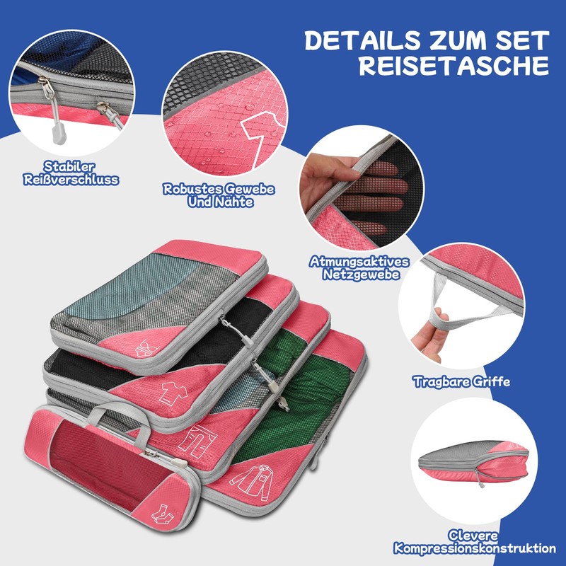 5-Piece Compression Packing Cube Set for Travel, Compression Packing Cube