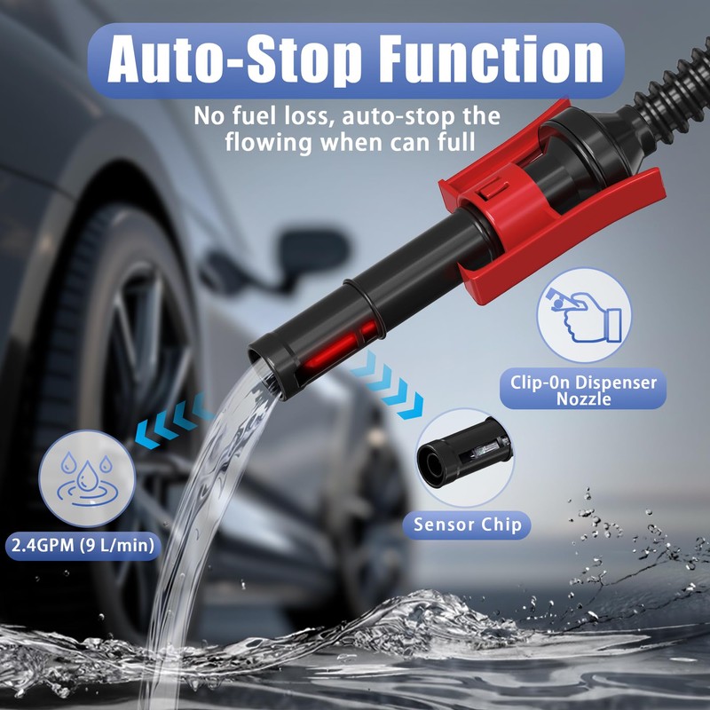 TALFIT Portable Battery Powered Fuel Pump - 2.4GPM Gasoline Siphon