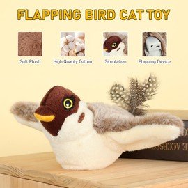 NIUYOU Interactive Chirping Bird Cat Toys with Flapping Wings,2025 Simulated Chirping Bird Cat Toy,Flying Bird Cats Toy,Flying Simulation Electric Sparrow ShakingToys for Indoor Pets