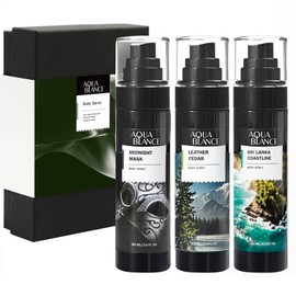 AQUA BLANCE Body Spray for Men, Mens Body Refreshing Spray, Long Lasting, Pack of 3, Each 3.4 Fl Oz, Total 10.2 Fl Oz, Notes of Bergamot, Patchouli, Cedar, Leather