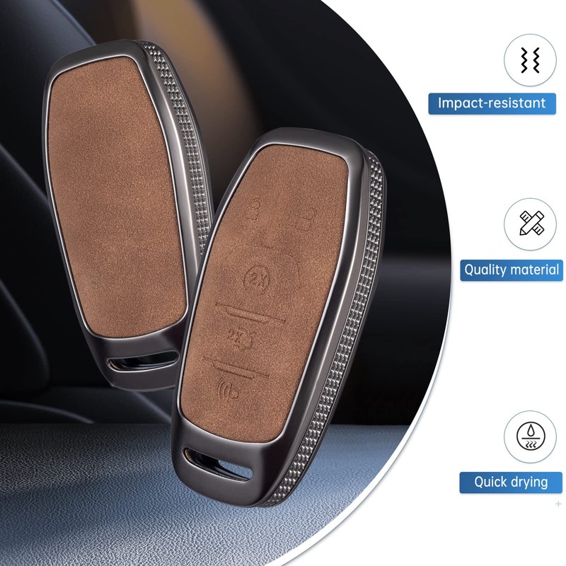 YO&YOYE Compatible with Ford Key Fob Cover with Keychain Leather