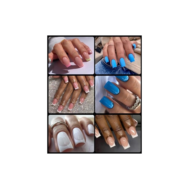 Puntas de Uñas Francesas Cuadradas Cortas, 120 Pzas Uñas Postizas