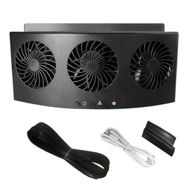 Leolarmen Car Window Exhaust Fan, USB Charge Vehicle Ventilator Radiator Cooling Amplifier Fans Window Vent Radiator Fan with Strong Wind (Black)