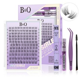 Flora Natural C Curl Kit - 120pcs 8-18mm Eyelash Cluster DIY Springtok Lash Extensions at Home Makeup Cosmetic with Natural Lash Look:_120pcs Flora Kit (C Curl Invisible Band)