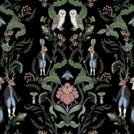 zoé&yifan Peel and Stick Wallpaper Floral Botanical William Morris Black Wallpaper 17.7" X 118.1" Renter Friendly for Cabinet Kitchen Bedroom Waterproof Removable Self Adhesive