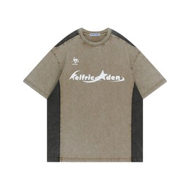 Aelfric Eden Graphic Tees Y2k Washed Oversized T Shirt Colorblock Streetwear Shirts Unisex Casual Summer Tops Khaki