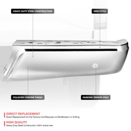 DNA MOTORING Steel Rear Right Bumper Endcap Compatible with 15-20 Ford F150 With Parking Sensor Hole, Chrome, BUMP-R-F15015-C-01-CH-R