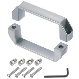 sourcing map 2 Pack Rectangular Pull Handle, 120mm/4.7" Hole Center Aluminium Alloy Door Handles Modern Drawer Pull for Drawer Cabinets Gate Garages, Silver