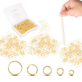 14K Gold Filled Jump Rings Open Jump Rings for Necklace Bracelet Earrings DIY Jewelry Making Supplies (3mm-1200 pcs)