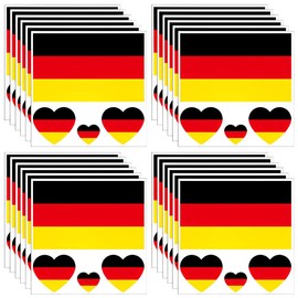 GLPRKOW 24 Sheets of Germany Flag Tattoo Stickers for European Championship Decoration, German Decoration, Temporary Tattoo Set, Waterproof Face Tattoos Sticker for 2024 Football, Euro Olympic Party
