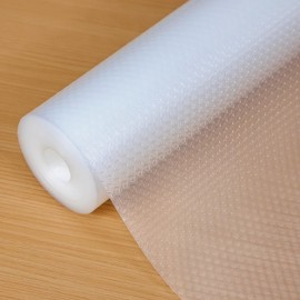 Hersvin Shelf Liners 16 in x 20 ft EVA Drawer Mats, Non-Adhesive Cupboard Protector, Kitchen Cabinet Lining Fridge Liner (Clear Flat Dot, 40.7x610cm)