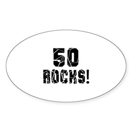CafePress 50 Rocks Birthday Designs Oval Car Bumper Sticker