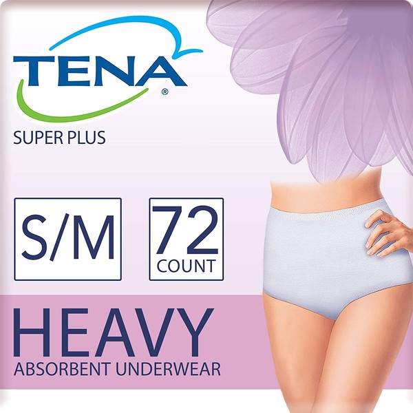 Tena Incontinence Underwear for Women, Super Plus Absorbency, Small/Medium, 72 Count