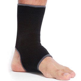 NEOtech Care - Fascia di supporto per caviglia con apertura sul tallone - tessuto elastico e traspirante - Media compressione - Uomo, donna, bambino - Piede destro o sinistro (Nero, M, 1 Pezzo)