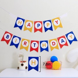 GLASNES Happy Birthday Banner Colorful Birthday Banner Decoration Red, Yellow, Blue Birthday Party Decorations Girls Boys Party Decor