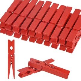 M METERXITY 30-Pack Colored Clothespins Wooden, 2.8 Inch/72mm Colorful Clothes Pins for Hanging Clothing/Crafts/Pictures, Wooden Clothespins [Red]