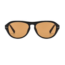 CHAUOO Retro Round Aviator Sunglasses Women Men 90s Vintage Trendy Plastic Frame UV400 Sunglasses (Black/Brown)