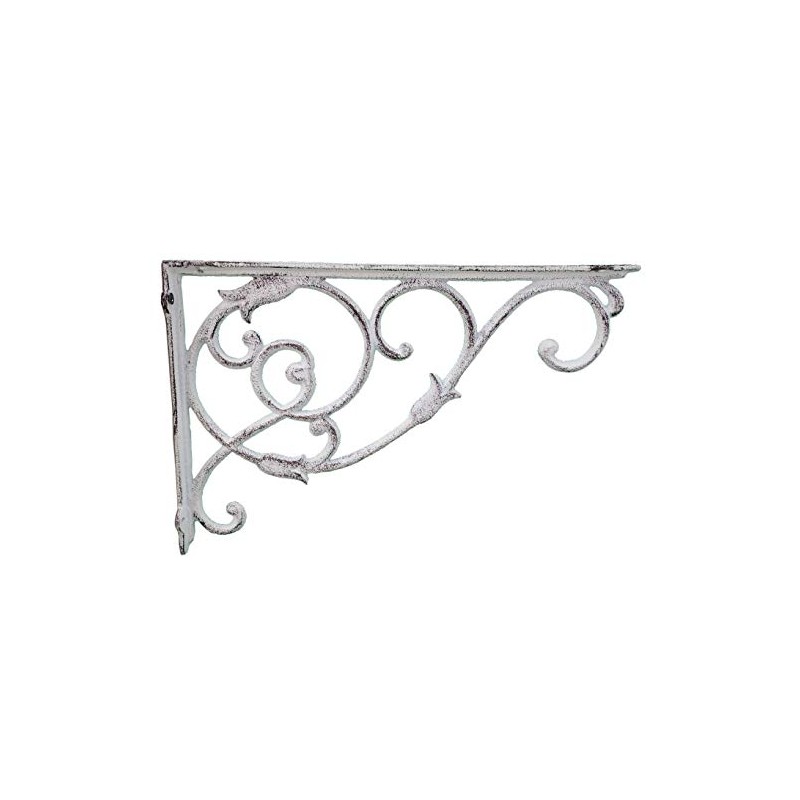 Wall Shelf Bracket Distressed White Cast Iron Brace Ornate Vine