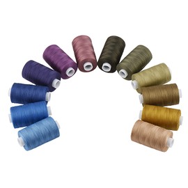 Simthread All Purposes Cotton Quilting Thread 50WT 3 Plies for Piecing Sewing Embroidery Applique etc - 550 Yards Each (12 Jeans & Neutral Colors)